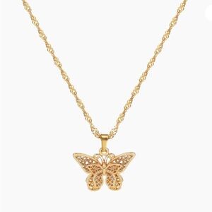 Dorado Butterfly Pendant Necklace - 18K Gold Plated 16”to 18”